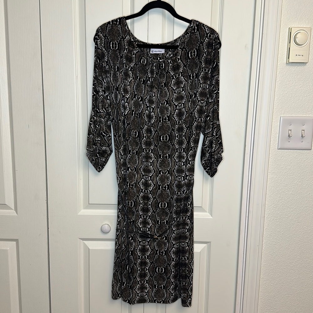 NWOT Calvin Klein Python Print Dress with Belt Size 14W